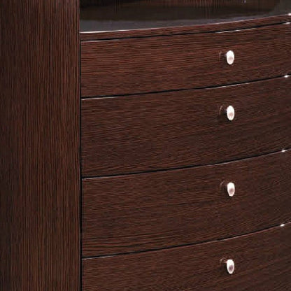 HomeRoots 39" x 22" x 41.5" Wenge Chest With High Gloss Brown Finish