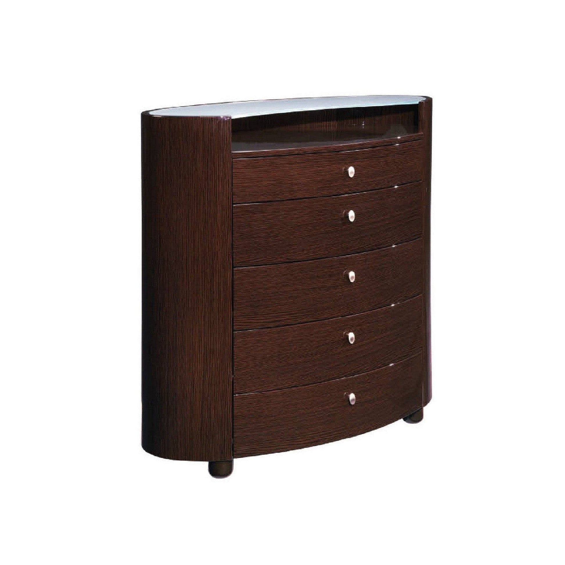 HomeRoots 39" x 22" x 41.5" Wenge Chest With High Gloss Brown Finish