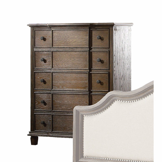 HomeRoots 40' x 18' x 50' Weathered Oak Wood Cabinet