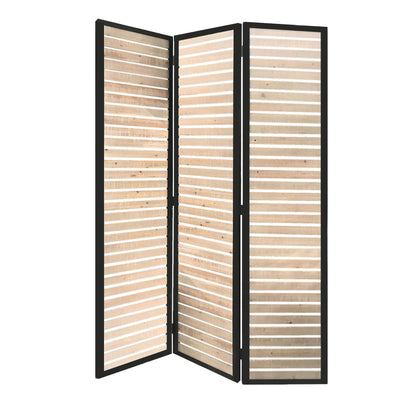 HomeRoots 41" x 1.5" x 67" Wood And Metal Screen With Natural Brown Finish