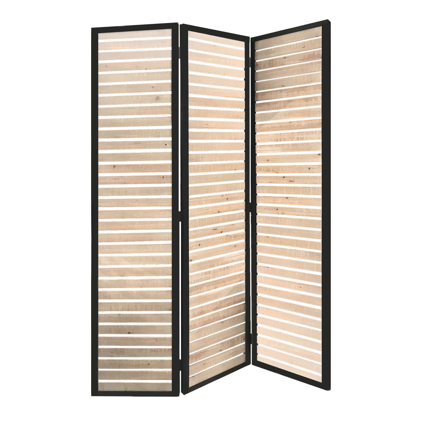 HomeRoots 41" x 1.5" x 67" Wood And Metal Screen With Natural Brown Finish