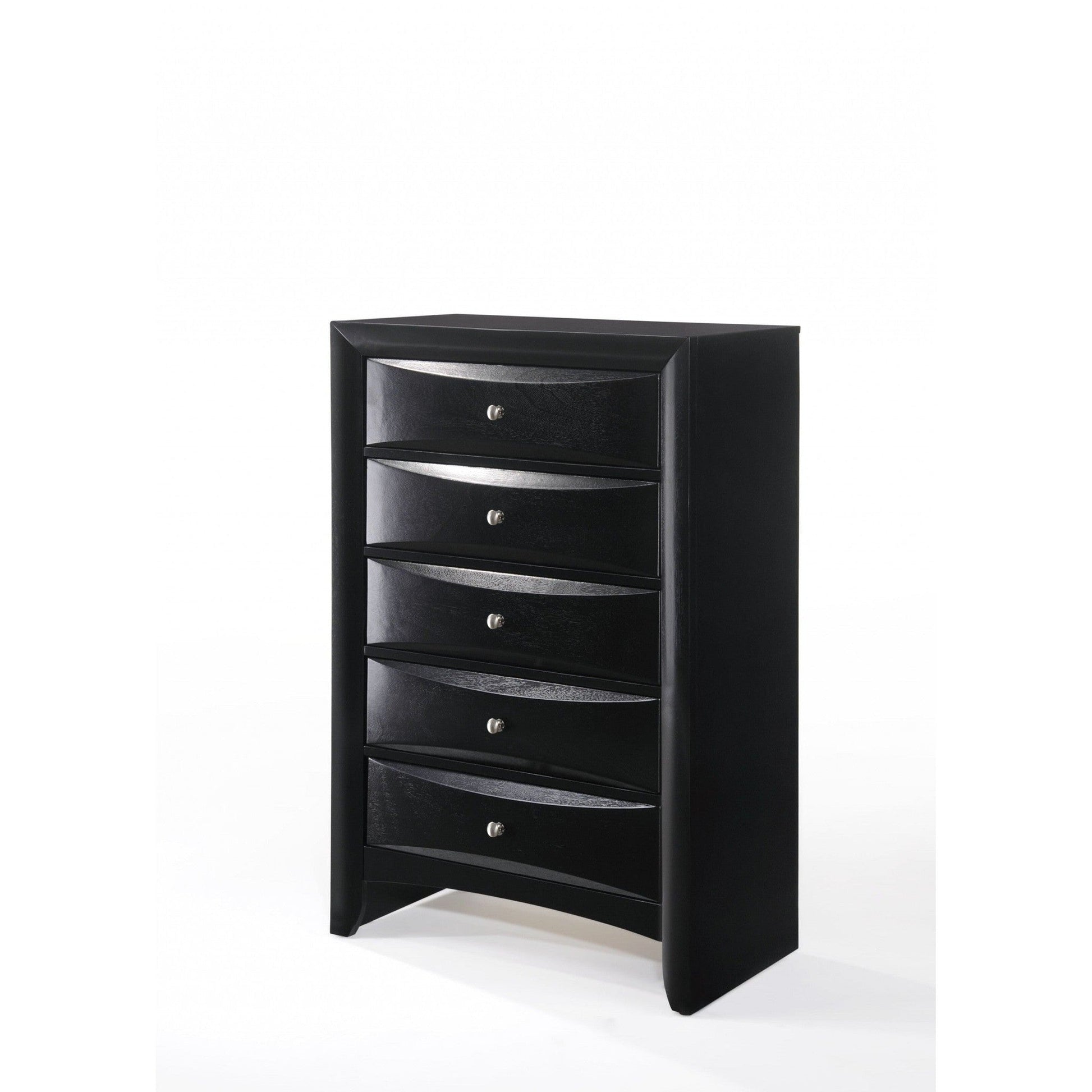 HomeRoots 48" Wood Chest With Center Metal Glide in Black Finish