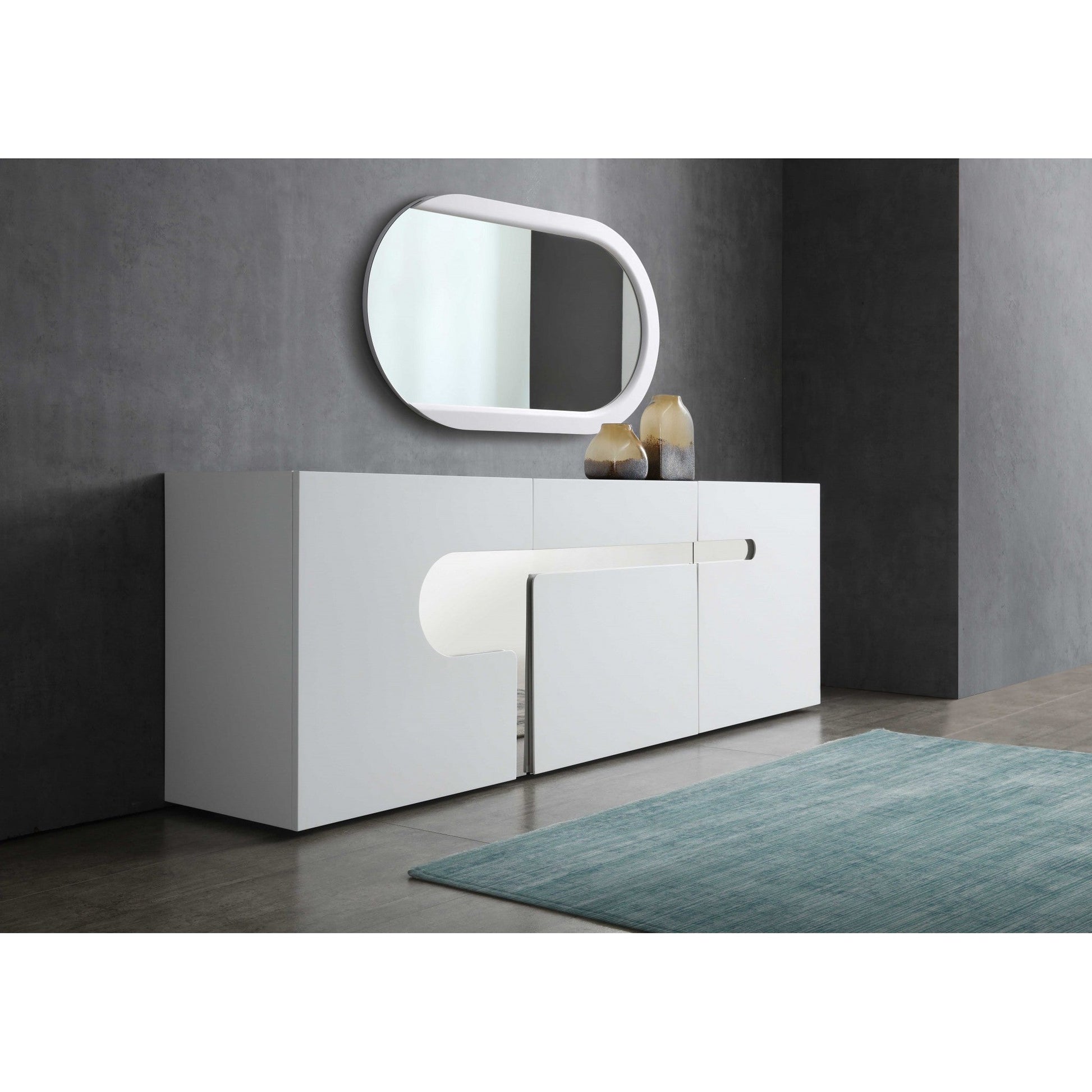 HomeRoots 53" x 31" x 2" White Stainless Steel Mirror