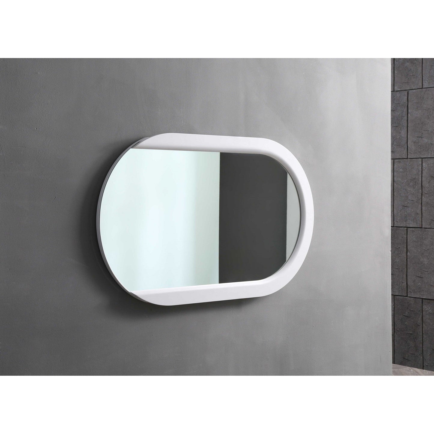 HomeRoots 53" x 31" x 2" White Stainless Steel Mirror