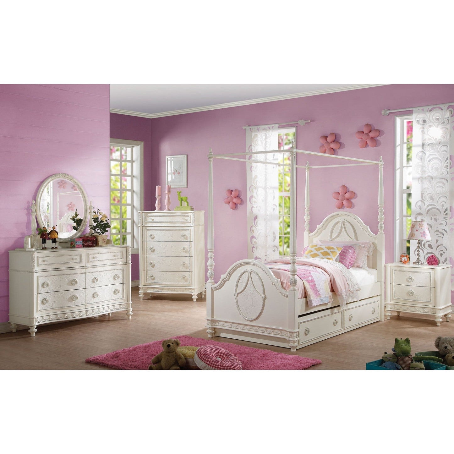 HomeRoots 54" x 18" x 35" Pine Wood Cabinet in Ivory Finish