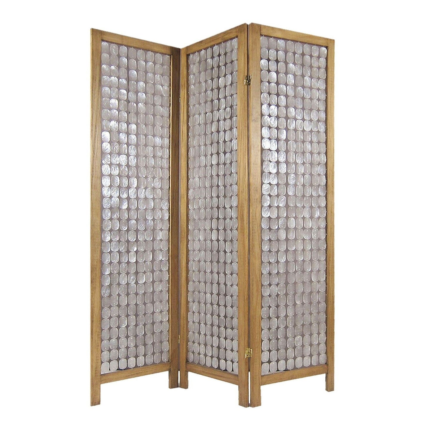 HomeRoots 54" x 1.5" x 71" Screen Divider With Clear Capiz Shell Finish