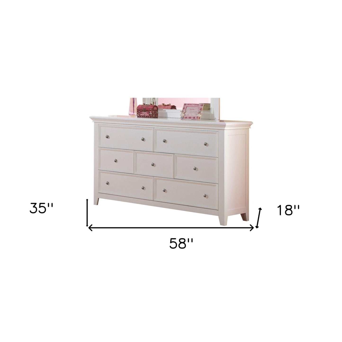 HomeRoots 58" x 18" x 35" Wood Cabinet in White Finish