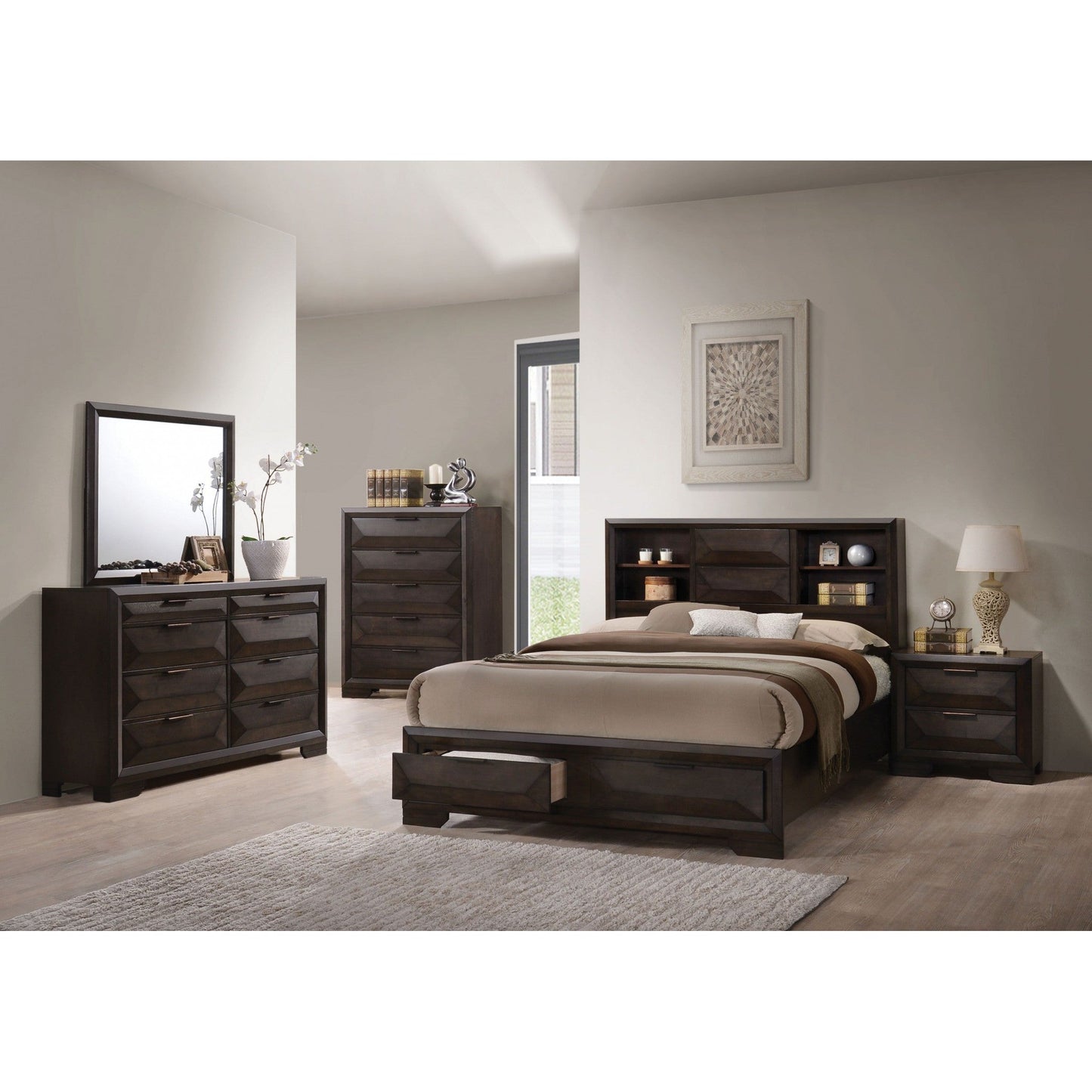 HomeRoots 59' x 17' x 37' Espresso Rubber Wood Dresser