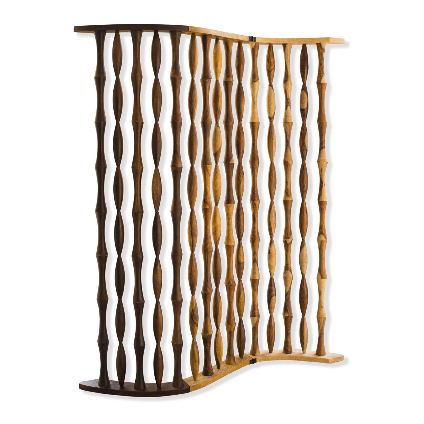 HomeRoots 59" x 3" x 74" Wood Screen in Natural Brown Finish