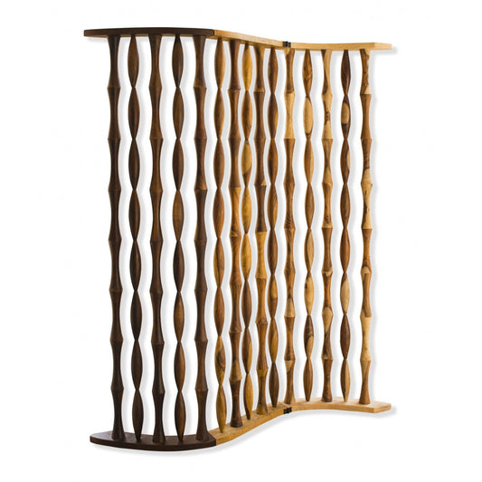HomeRoots 59" x 3" x 74" Wood Screen in Natural Brown Finish