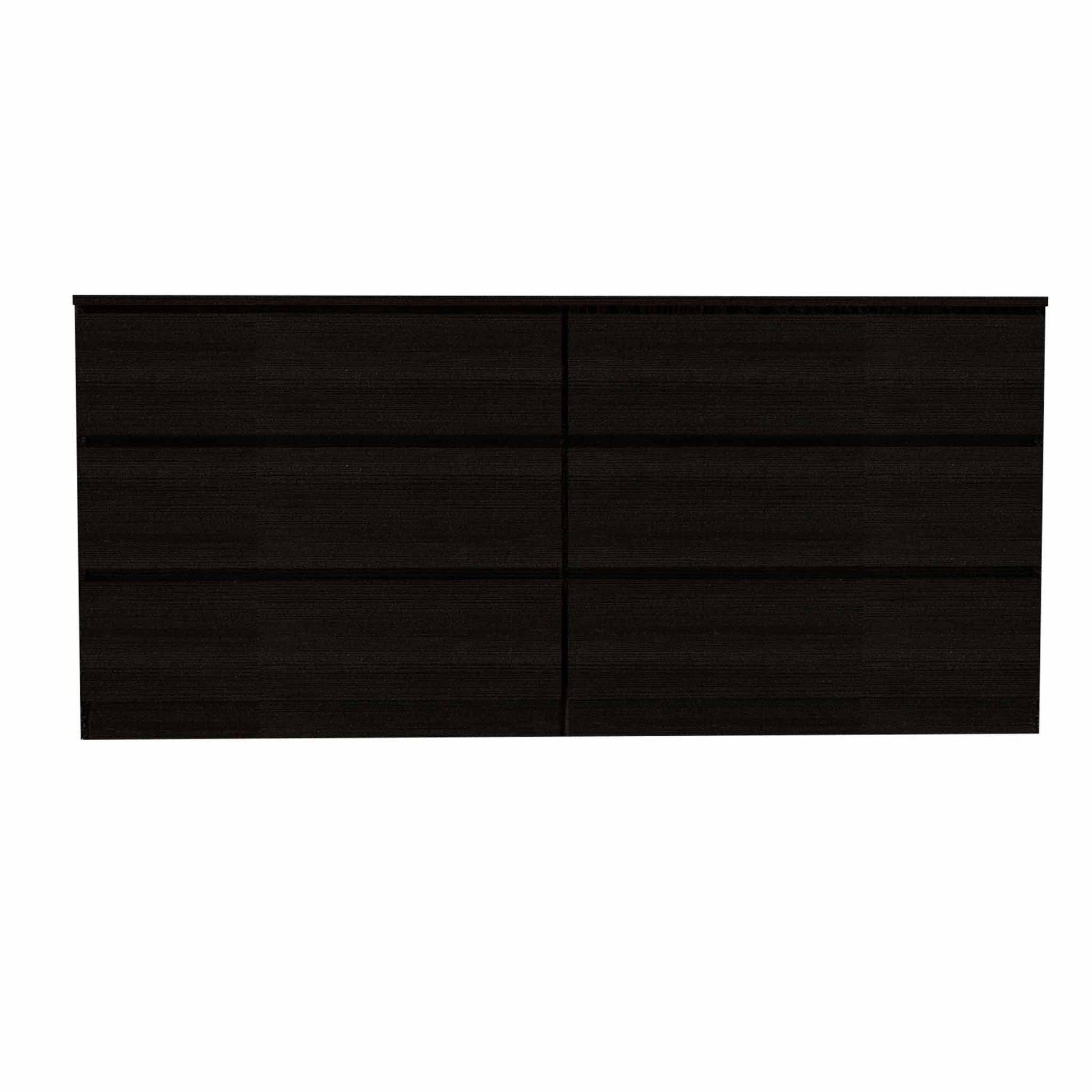 HomeRoots 60" Black Six Drawer Double Dresser
