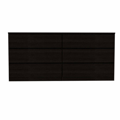 HomeRoots 60" Black Six Drawer Double Dresser
