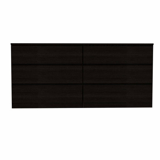HomeRoots 60" Black Six Drawer Double Dresser