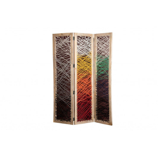 HomeRoots 61" x 1.5" x 72" Fabric And Wood Crisscross Screen With Multicolor Finish