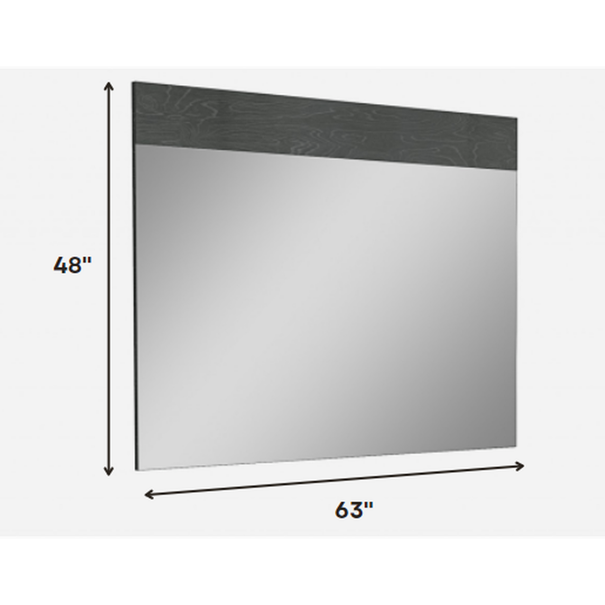 HomeRoots 63 x 1 x 48 Gloss Grey Glass Mirror