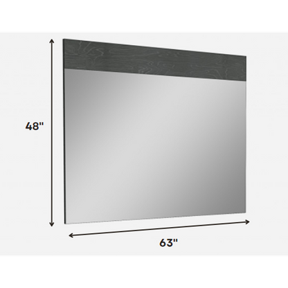 HomeRoots 63 x 1 x 48 Gloss Grey Glass Mirror