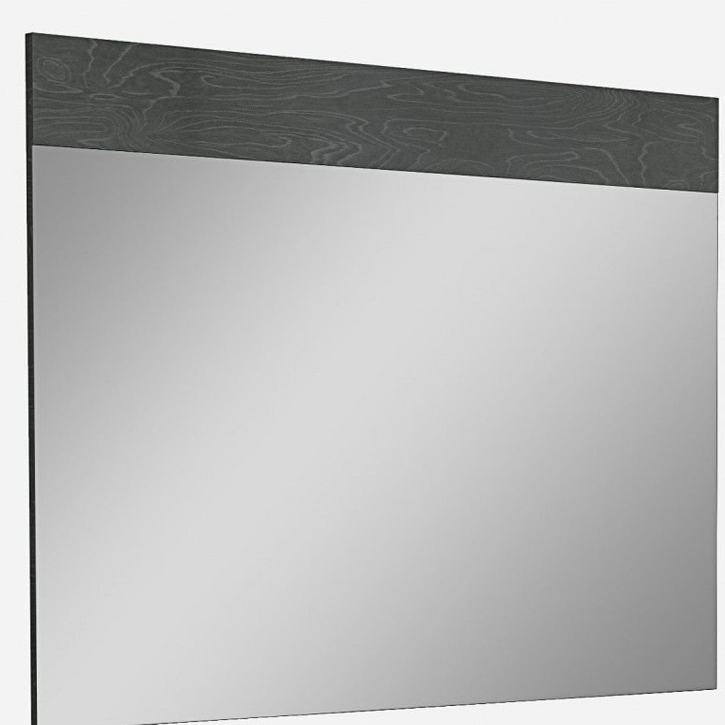 HomeRoots 63 x 1 x 48 Gloss Grey Glass Mirror