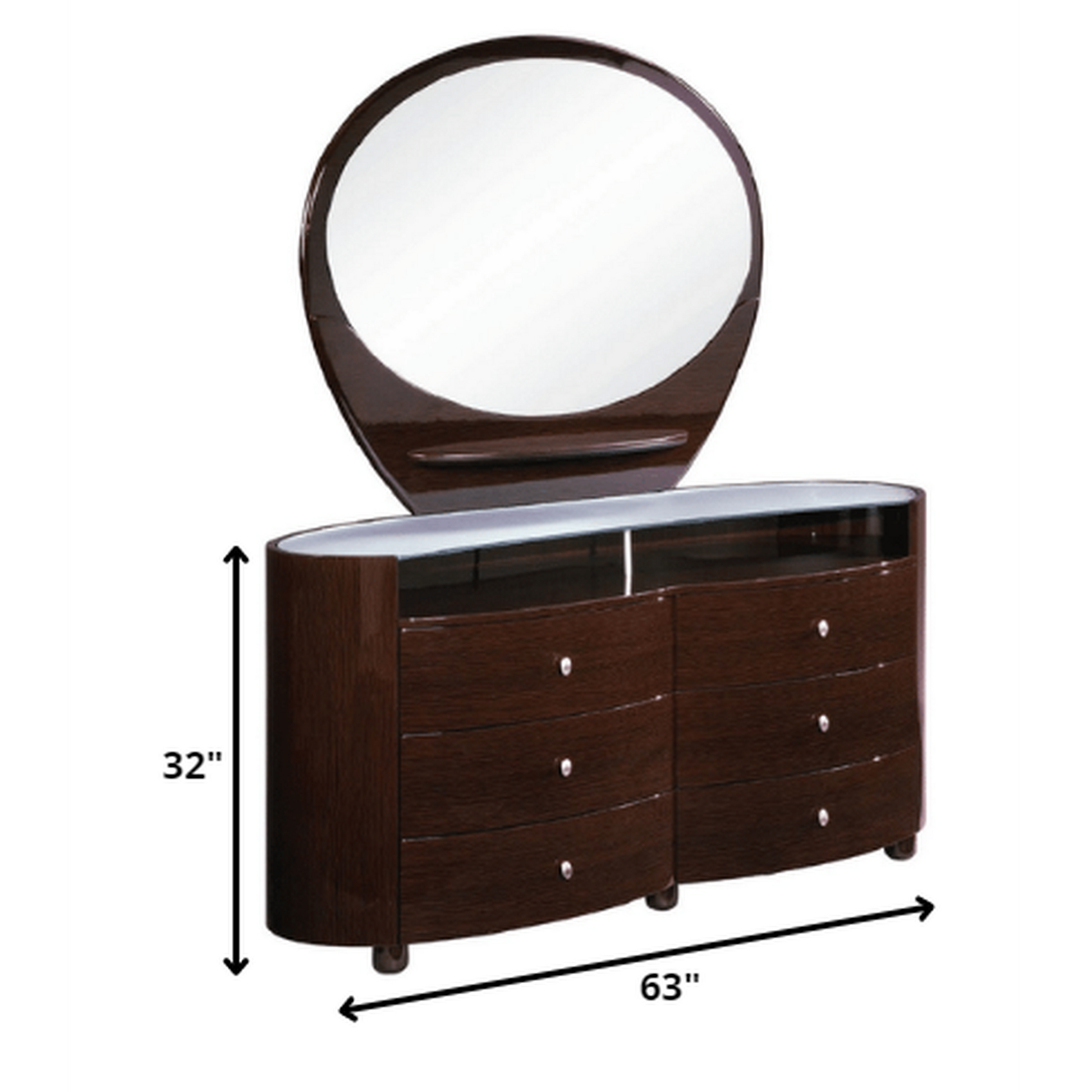 HomeRoots 63" x 22" x 32" Wenge Cabinet With Glossy Brown Finish