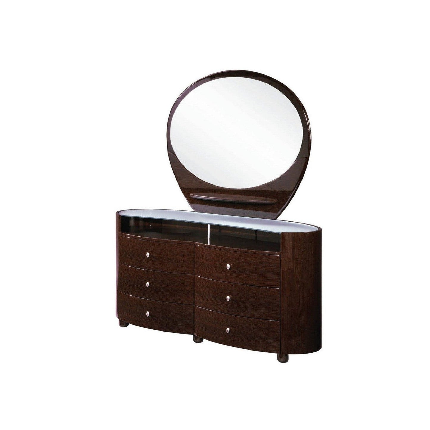 HomeRoots 63" x 22" x 32" Wenge Cabinet With Glossy Brown Finish