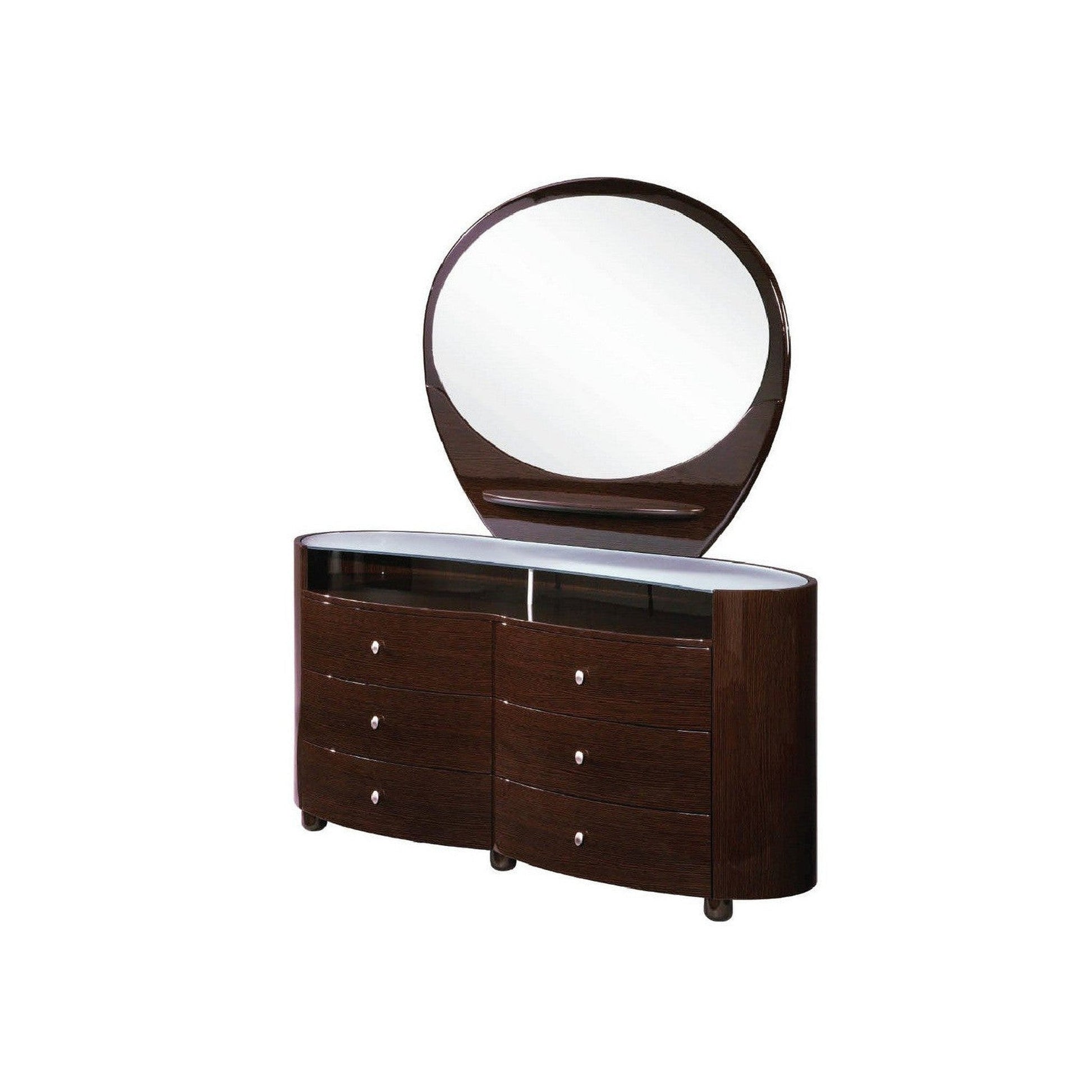 HomeRoots 63" x 22" x 32" Wenge Cabinet With Glossy Brown Finish