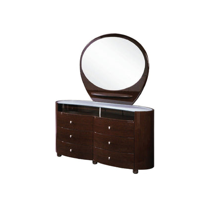 HomeRoots 63" x 22" x 32" Wenge Cabinet With Glossy Brown Finish