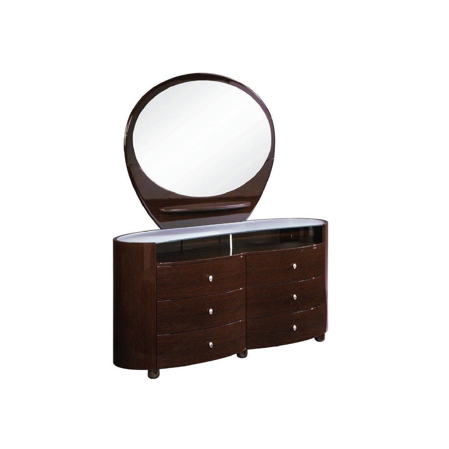 HomeRoots 63" x 22" x 32" Wenge Cabinet With Glossy Brown Finish