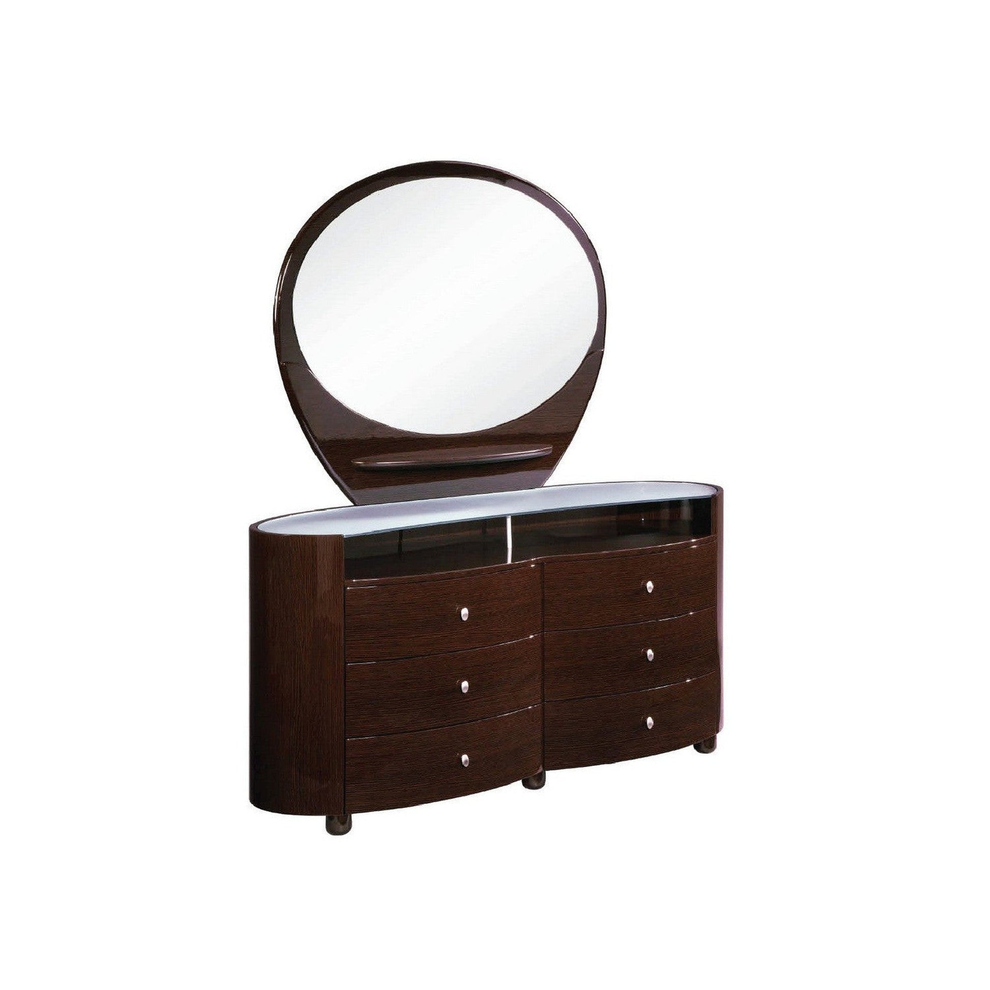 HomeRoots 63" x 22" x 32" Wenge Cabinet With Glossy Brown Finish