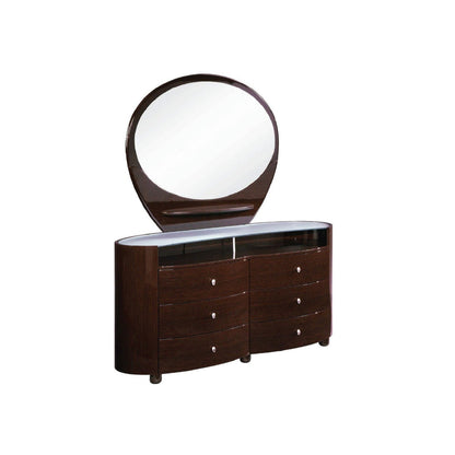 HomeRoots 63" x 22" x 32" Wenge Cabinet With Glossy Brown Finish