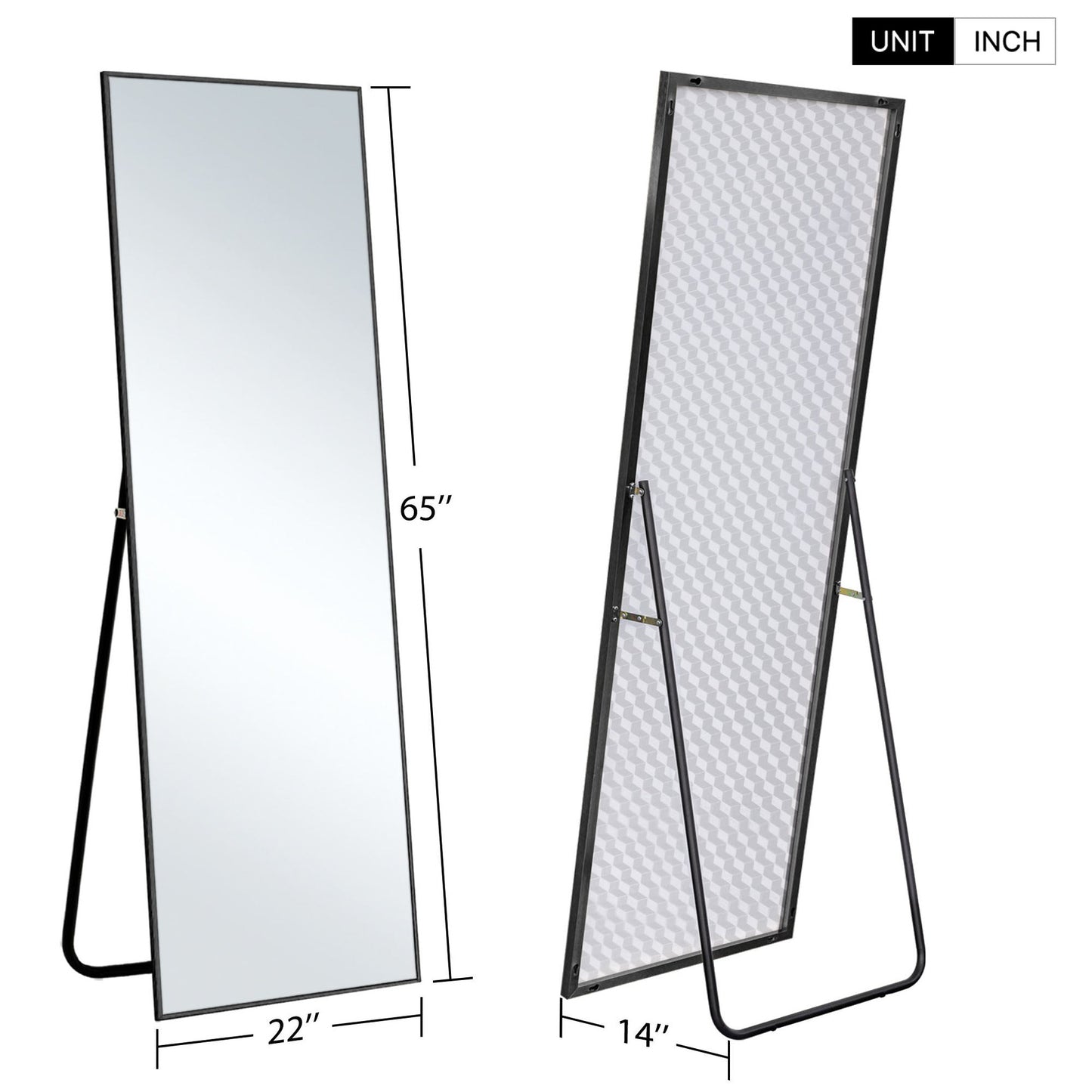 HomeRoots 64" Sleek Black Frame Full Length Mirror