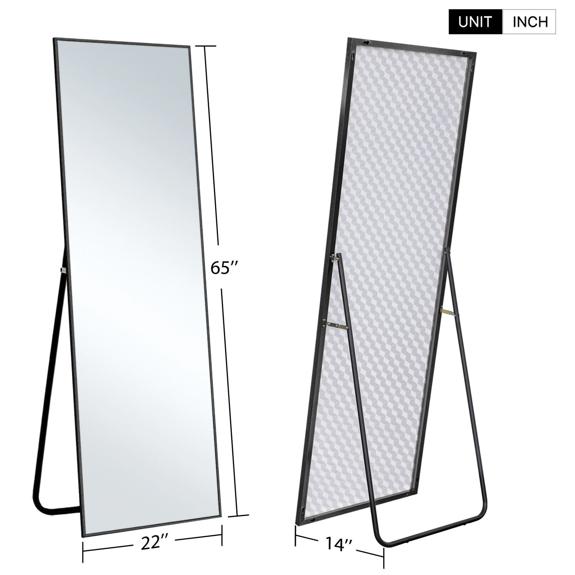 HomeRoots 64" Sleek Black Frame Full Length Mirror