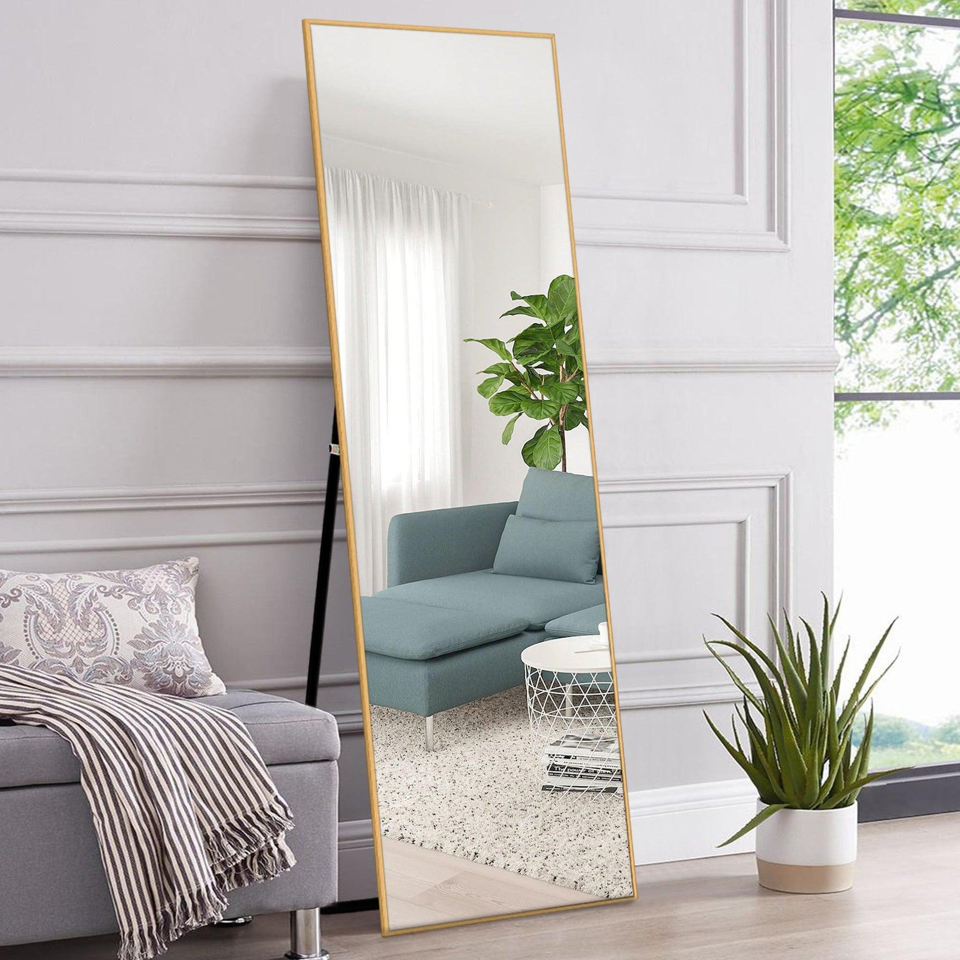 HomeRoots 64" Sleek Gold Frame Full Length Mirror