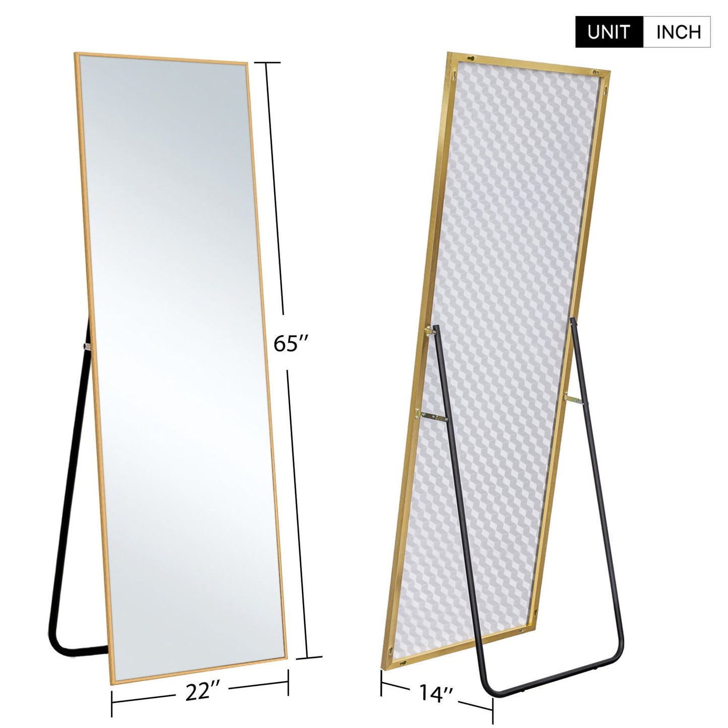 HomeRoots 64" Sleek Gold Frame Full Length Mirror