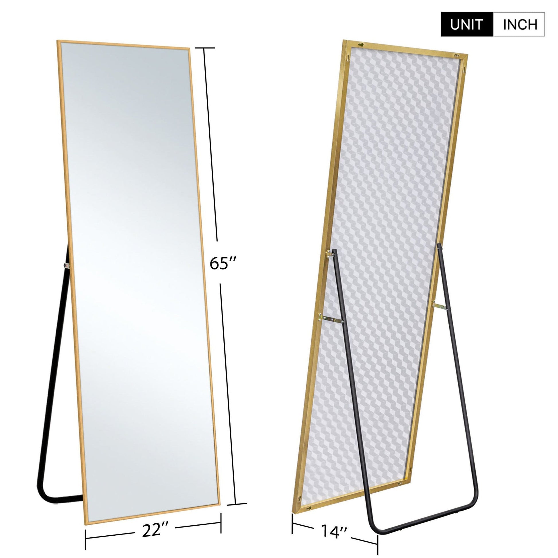 HomeRoots 64" Sleek Gold Frame Full Length Mirror