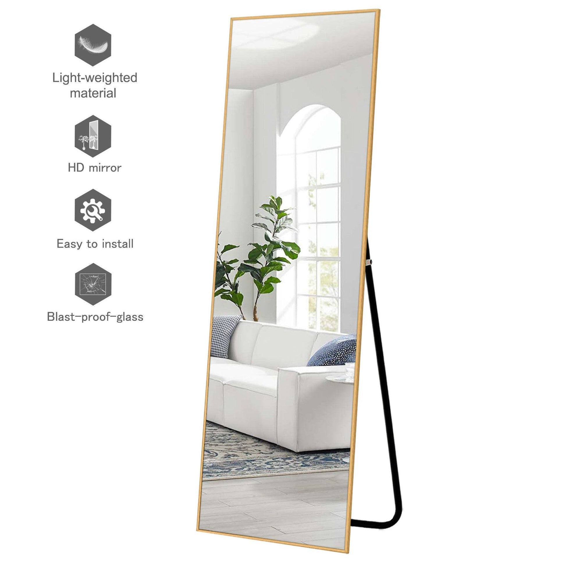 HomeRoots 64" Sleek Gold Frame Full Length Mirror