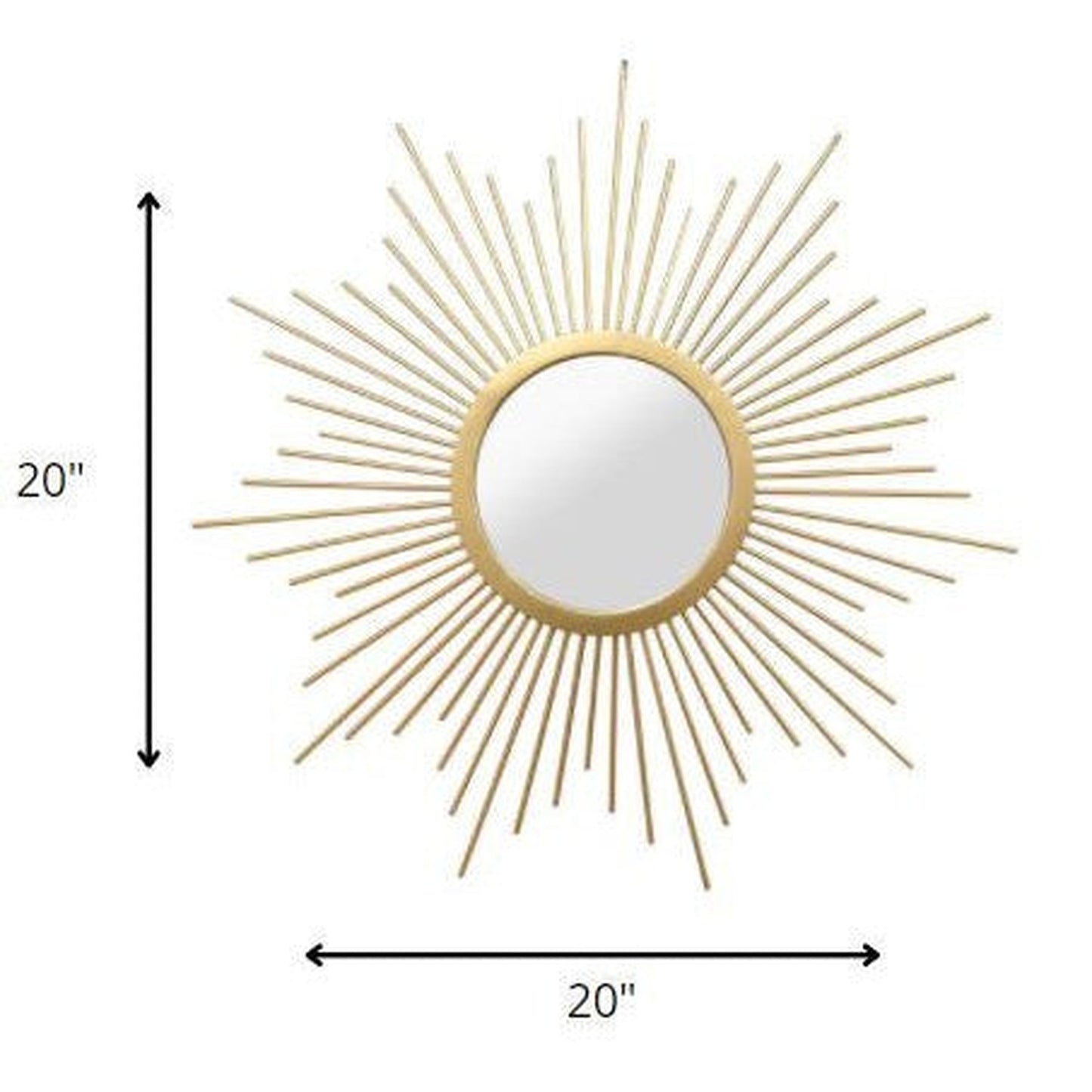 HomeRoots 6.5" Round Gold Metal Frame Burst Wall Mirror