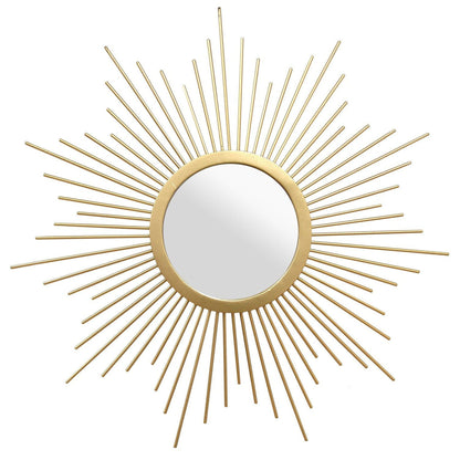 HomeRoots 6.5" Round Gold Metal Frame Burst Wall Mirror