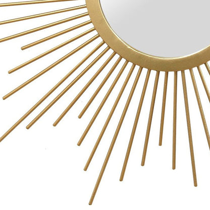HomeRoots 6.5" Round Gold Metal Frame Burst Wall Mirror