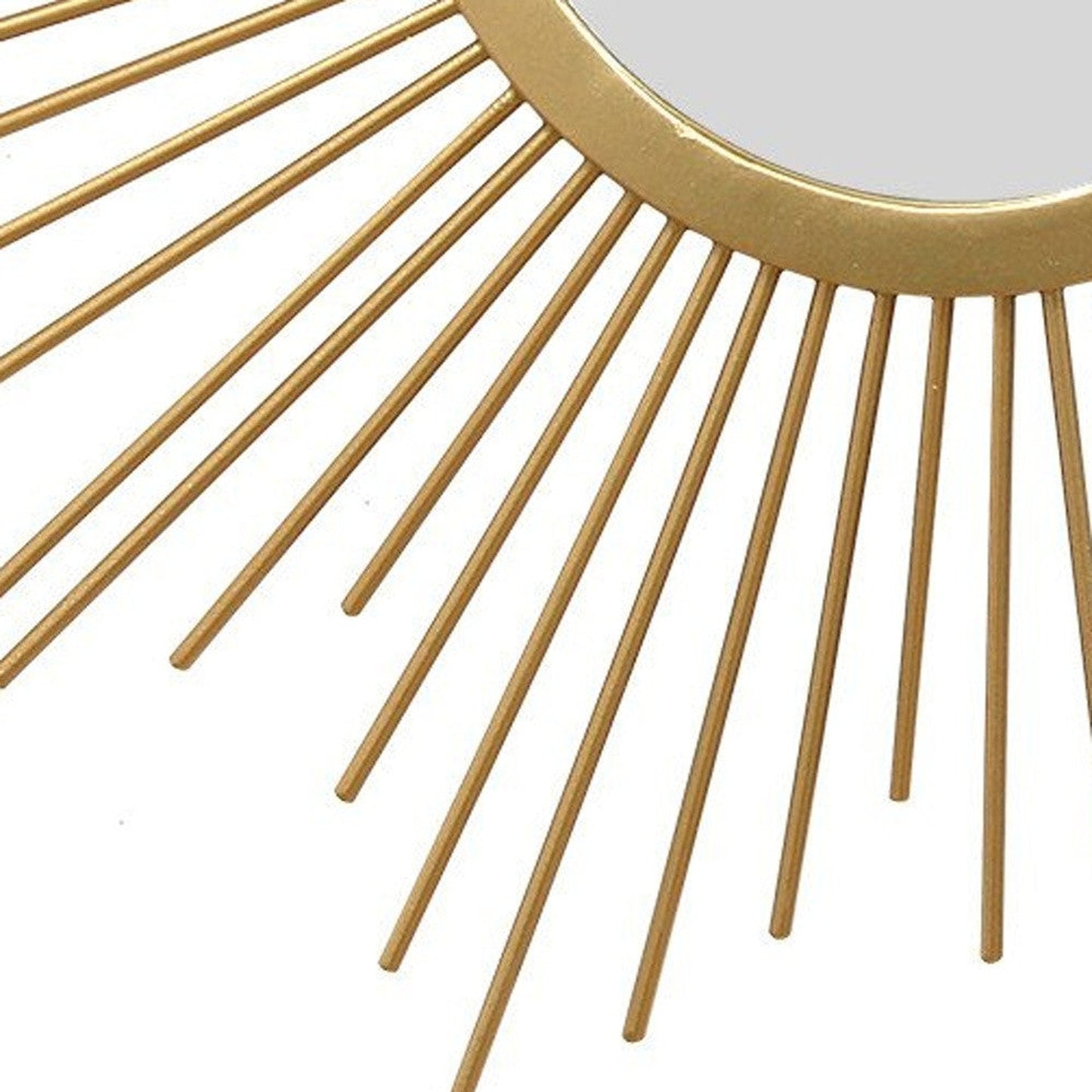 HomeRoots 6.5" Round Gold Metal Frame Burst Wall Mirror