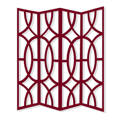 HomeRoots 84" x 2" x 84" Four Panel Screen in Red Wood Finish