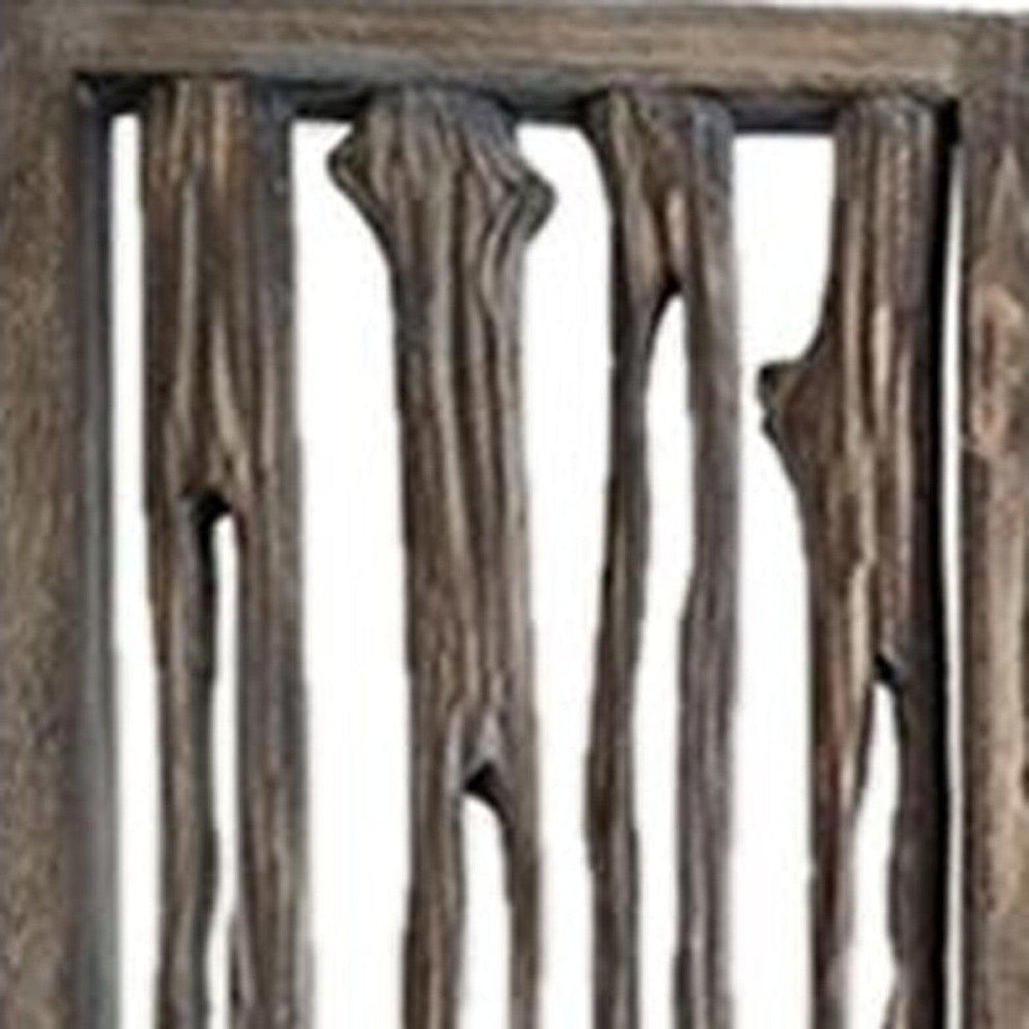 HomeRoots 84" x 3" x 84" Wrightwood Screen With Weathered Brown Woo Finish