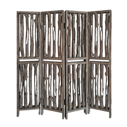HomeRoots 84" x 3" x 84" Wrightwood Screen With Weathered Brown Woo Finish