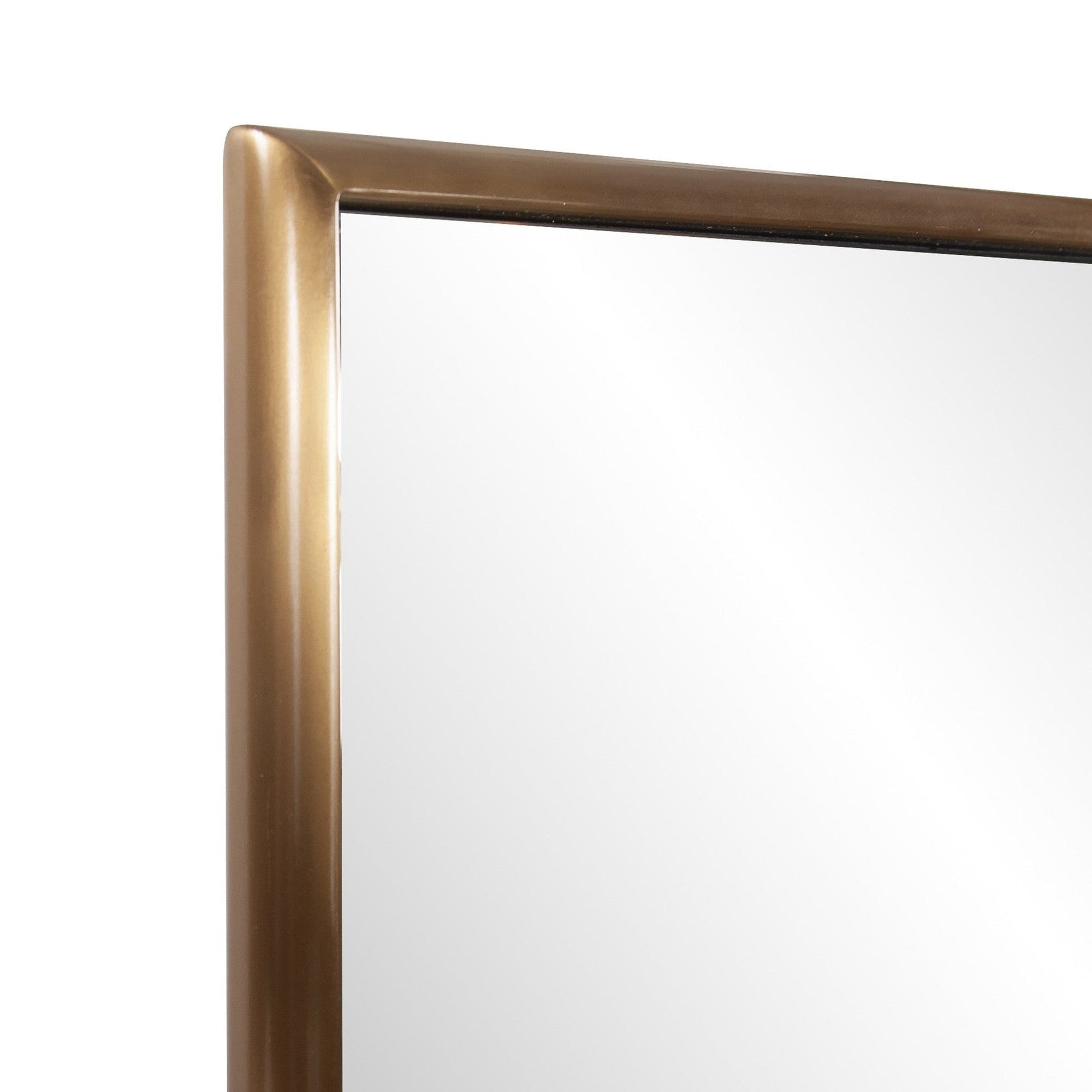 HomeRoots Antiqued Brushed Brass Rectangular Full Length Wall Mirror