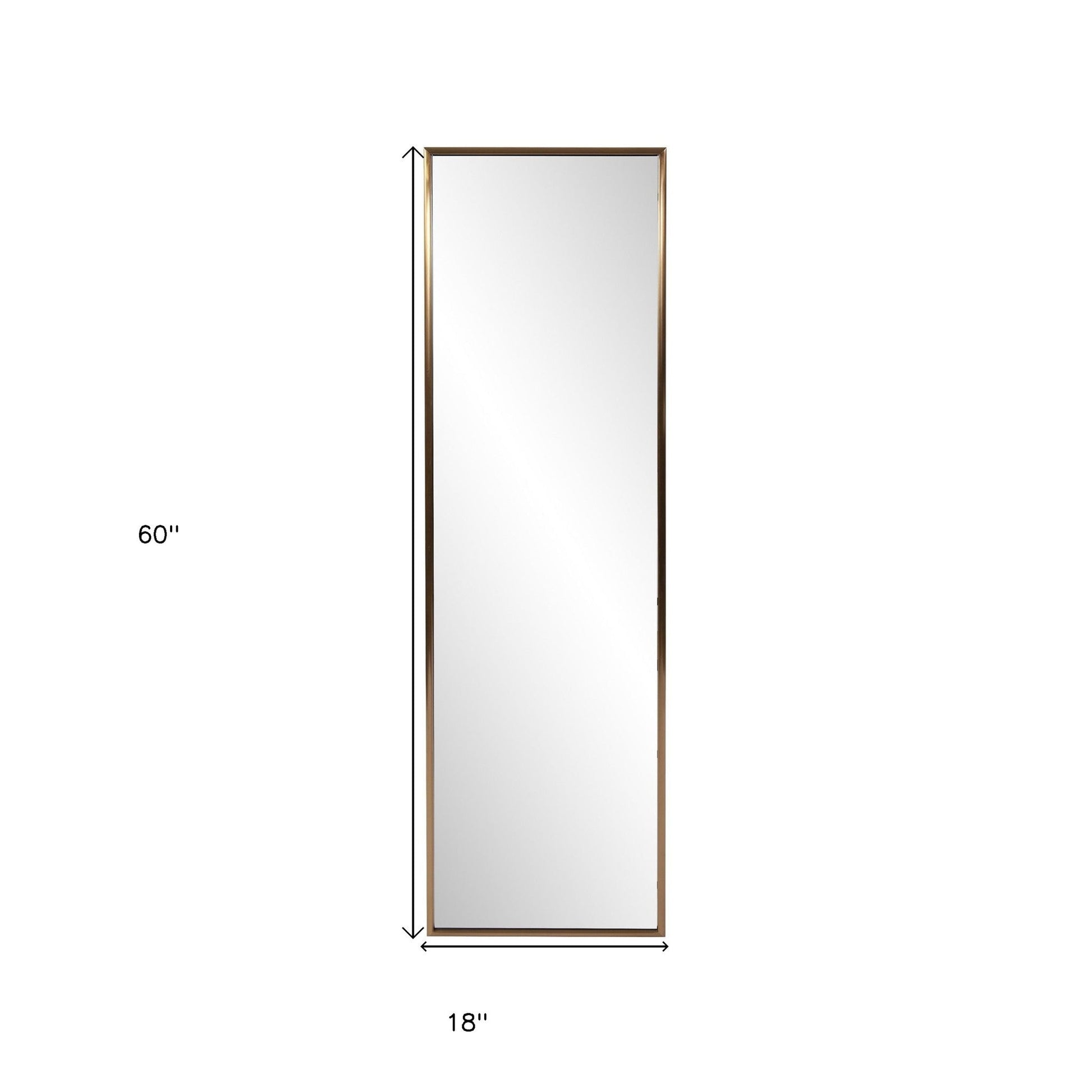 HomeRoots Antiqued Brushed Brass Rectangular Full Length Wall Mirror