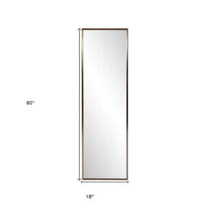 HomeRoots Antiqued Brushed Brass Rectangular Full Length Wall Mirror