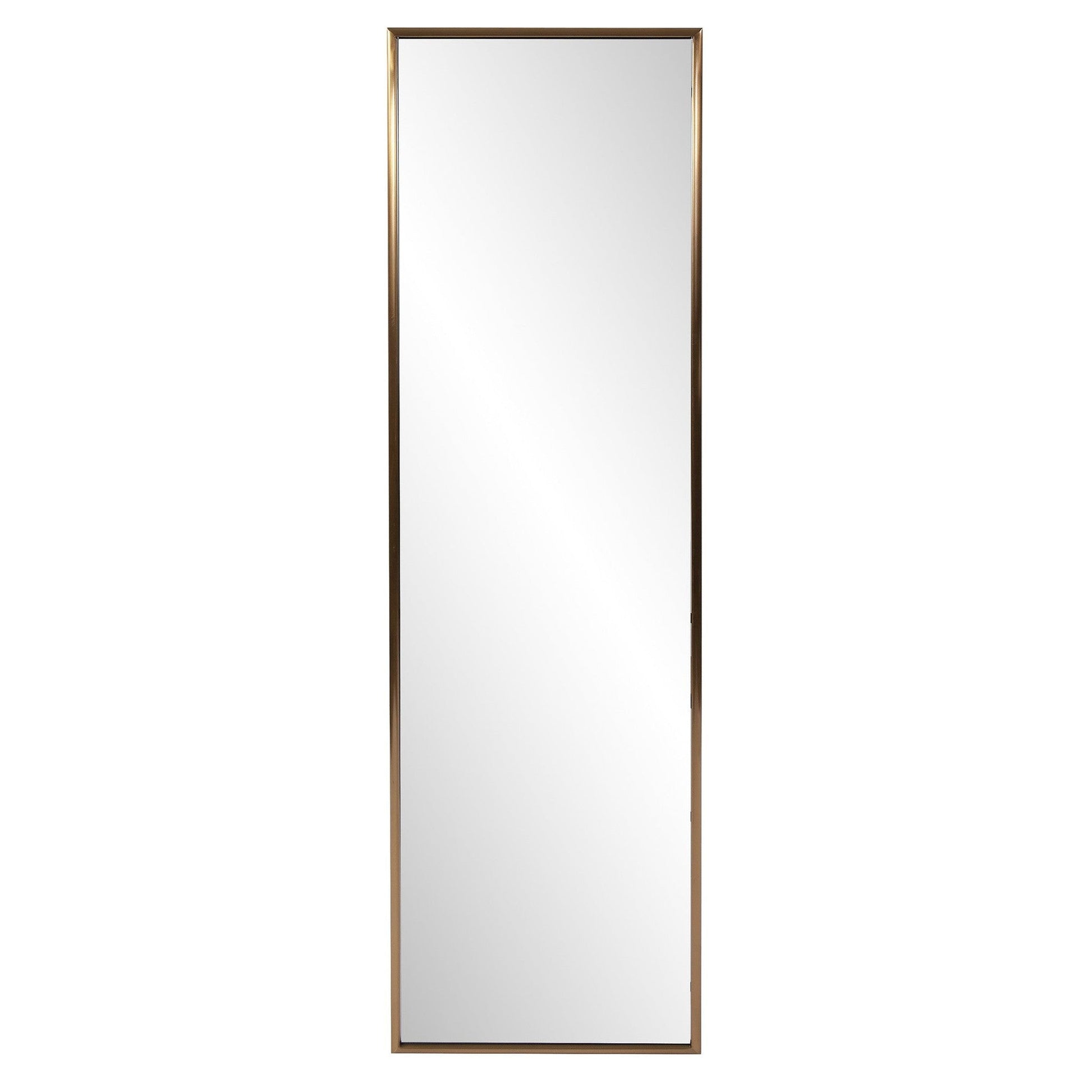 HomeRoots Antiqued Brushed Brass Rectangular Full Length Wall Mirror