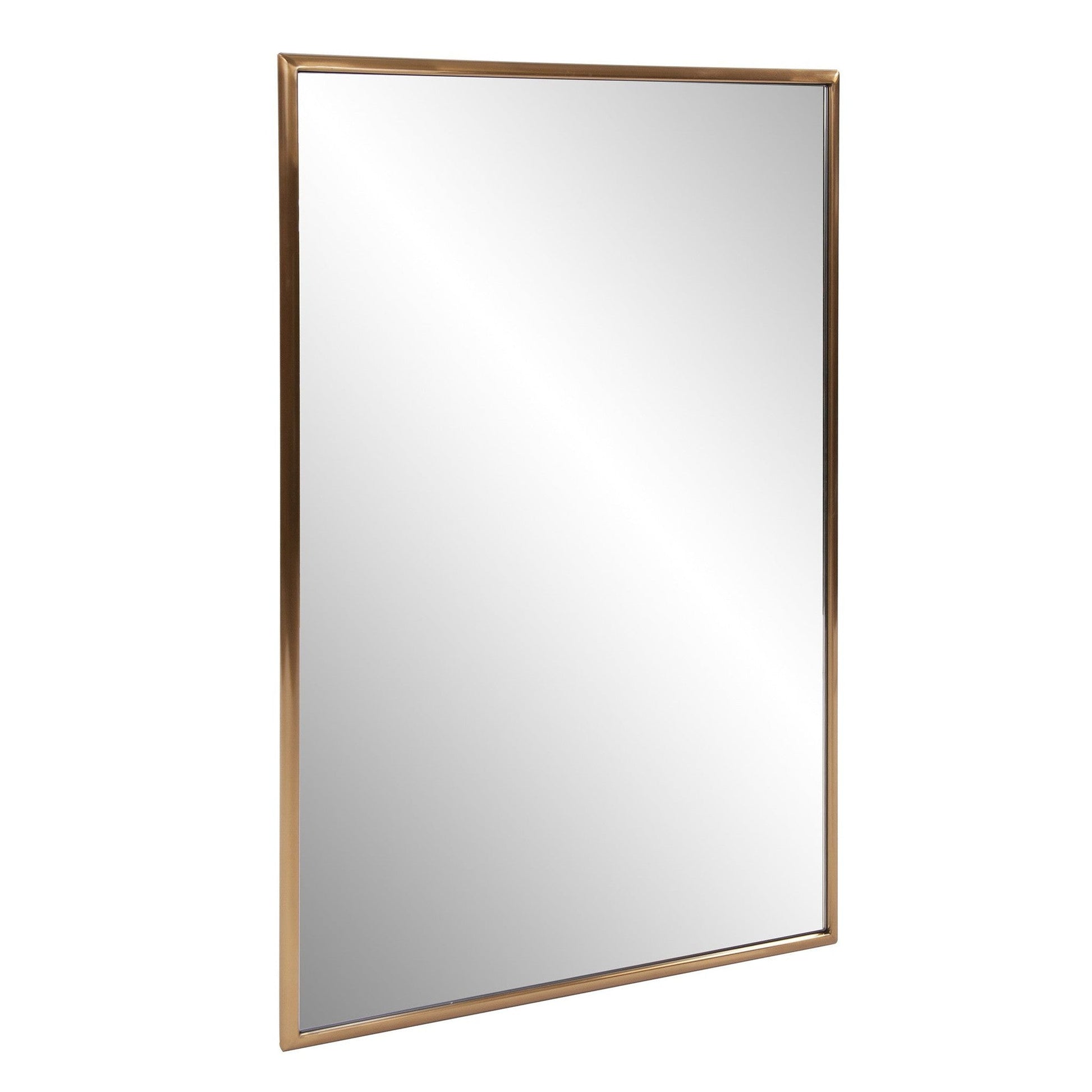 HomeRoots Antiqued Brushed Brass Rectangular Wall Mirror