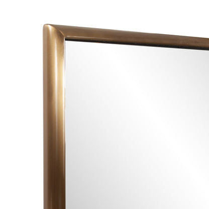 HomeRoots Antiqued Brushed Brass Rectangular Wall Mirror