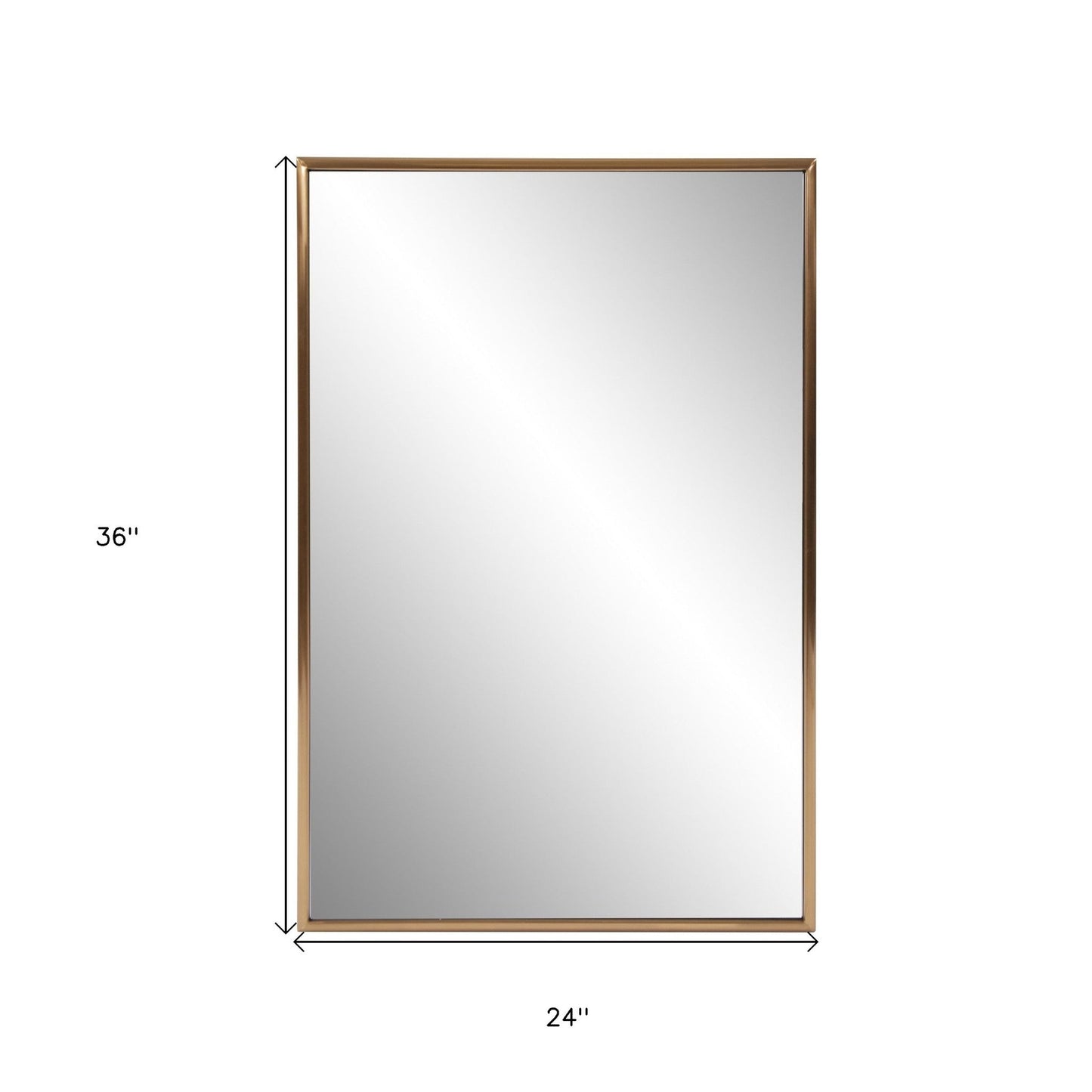 HomeRoots Antiqued Brushed Brass Rectangular Wall Mirror