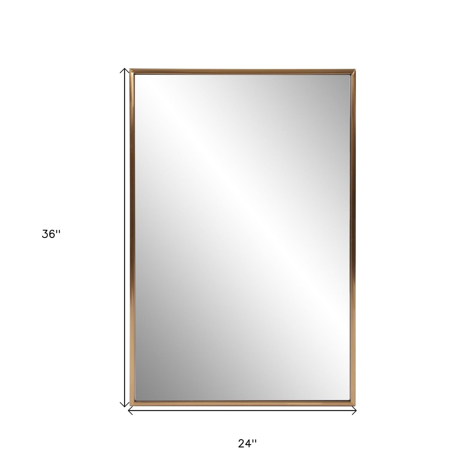 HomeRoots Antiqued Brushed Brass Rectangular Wall Mirror