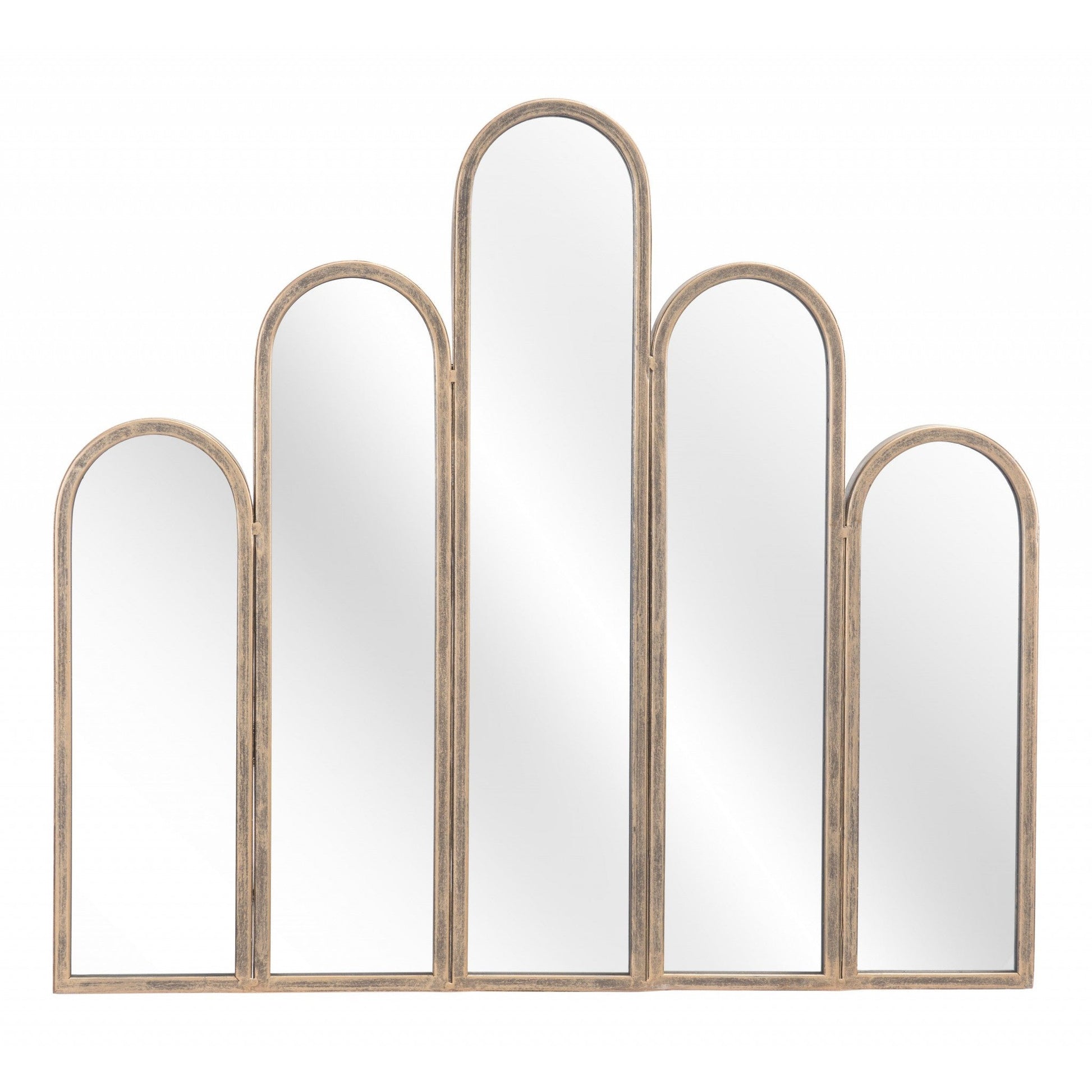 HomeRoots Antiqued Gold Deco Shape Mirror